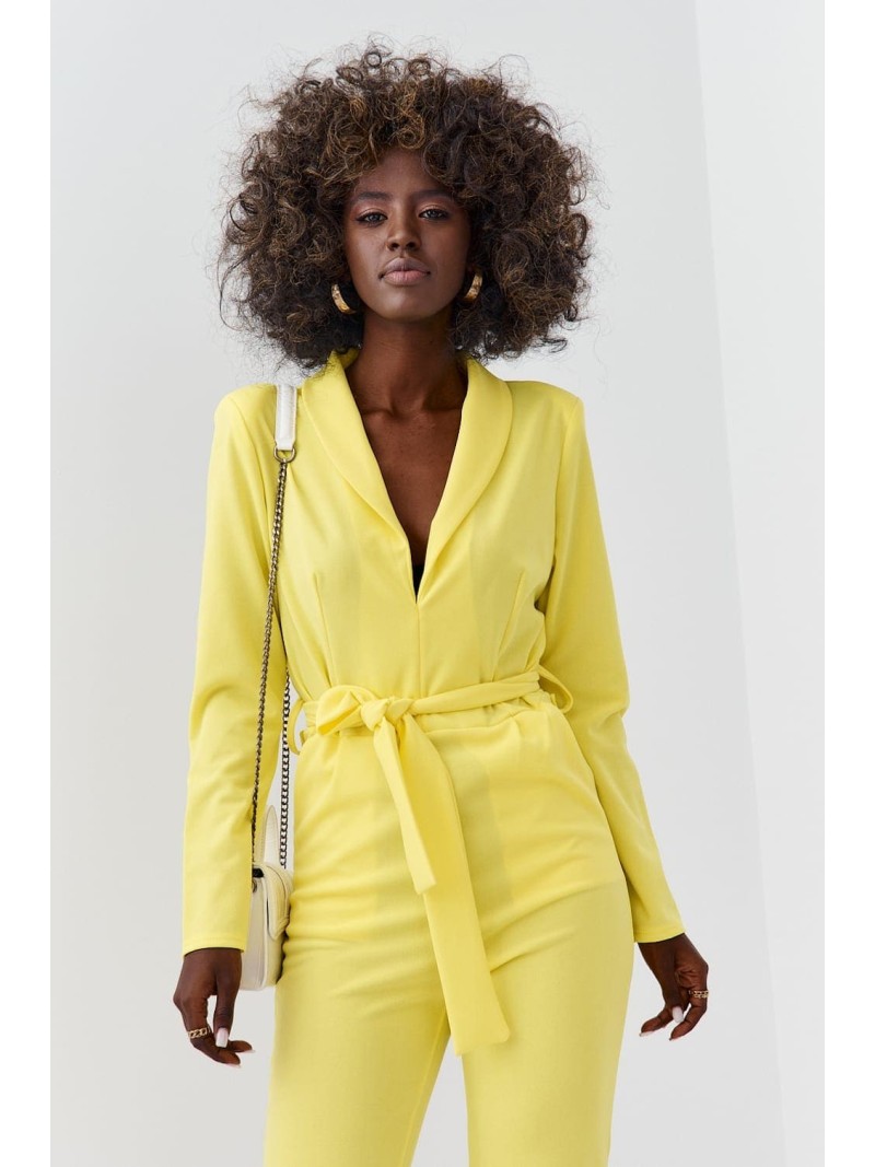 Elegant long-sleeved jumpsuit, yellow 25280 - Online store - Boutique